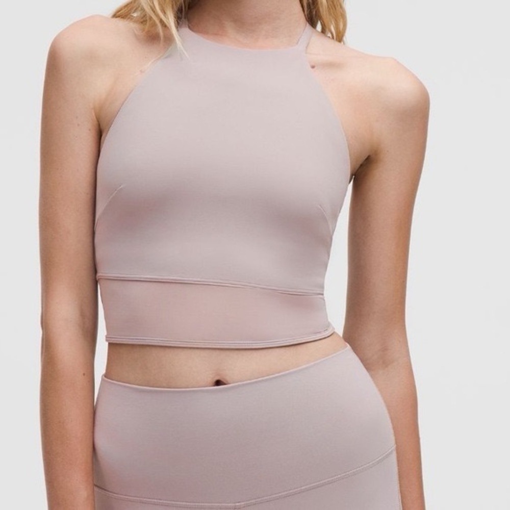109 🆕🤍 Lululemon Nulu High-Neck Mesh-Hem Tank - Muave Grey